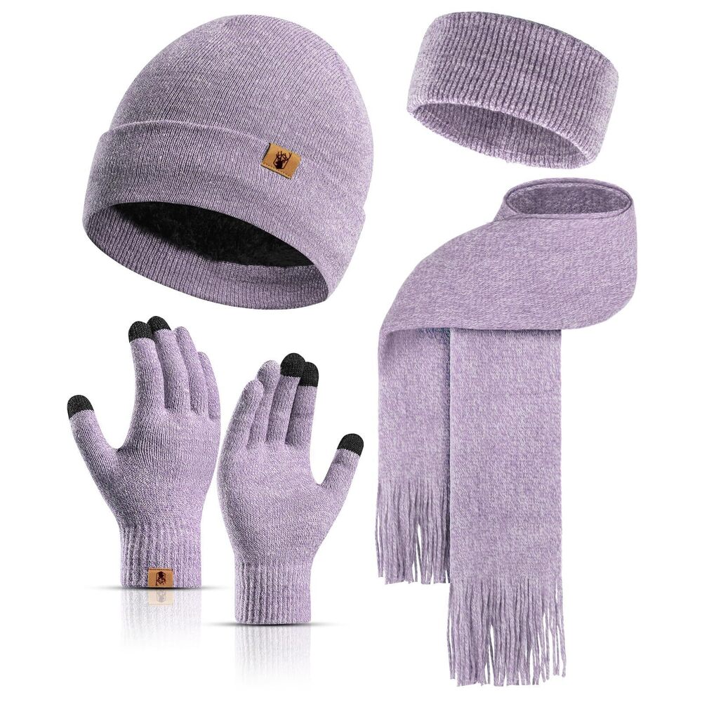 1260 Winter Beanie Hat Scarf Touchscreen Gloves Set , Thermal Hat Scarves